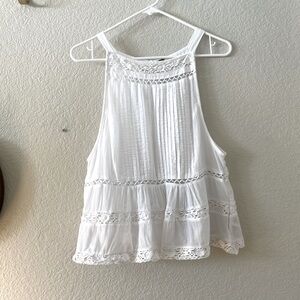 Free People tank top ~crocheted details~ *size small/white*